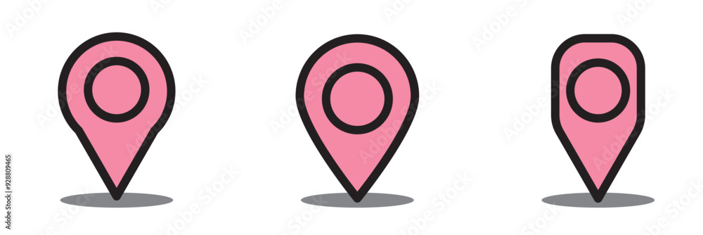 Poster location black logo pin icon. location icon. gps location symbol collection. map marker pointer icon