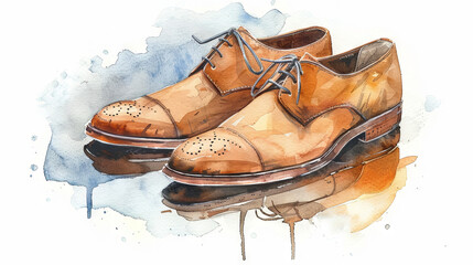 watercolor illustration of shoes