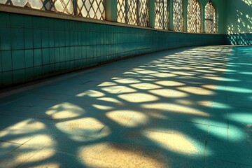 Diamond-Shaped Window Shadows on a Pool Floor