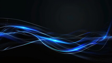 Abstract Blue Wave on Black Background