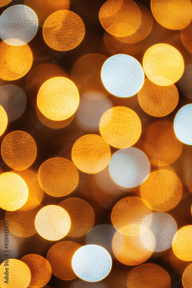 Aufkleber blurred bokeh lights in warm golden tones with soft focus creating a festive and elegant atmosphere,