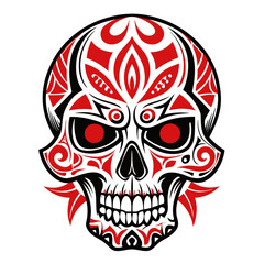 A-skull-with-intricate-tribal-patterns-