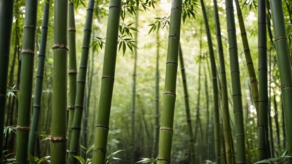 Obraz premium Close-up Bamboo Branch in Japanese Bamboo Forest