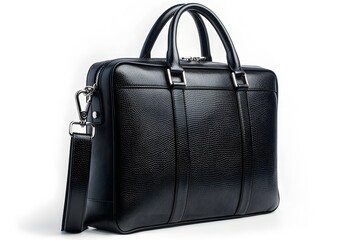 Elegant Black Leather Briefcase with Detachable Strap