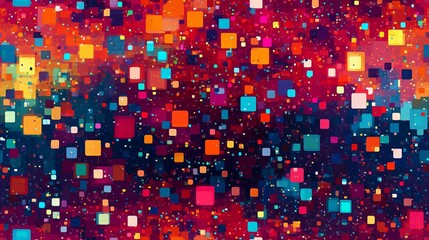 Vibrant Abstract Digital Background with Mosaic Geometry and Rich Multicolor Transitions