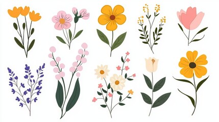 A collection of flowers in various colors and sizes