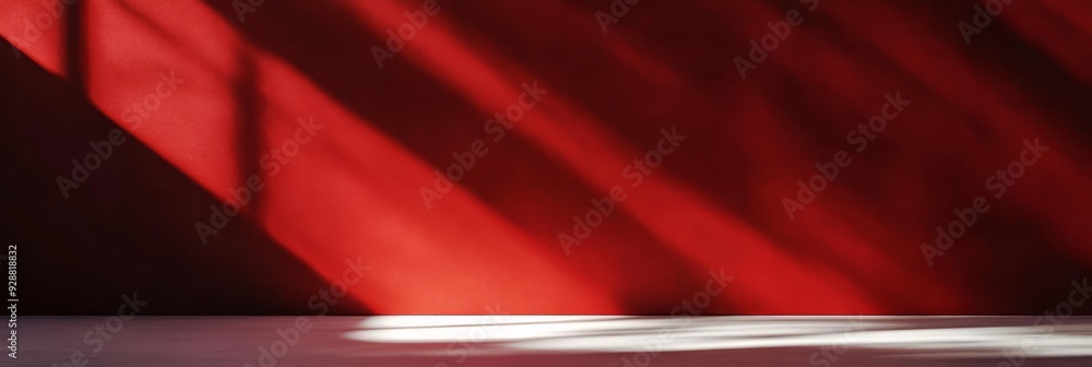 Poster this is a captivating play of vibrant red shadows and luminous light, creating a striking abstract v