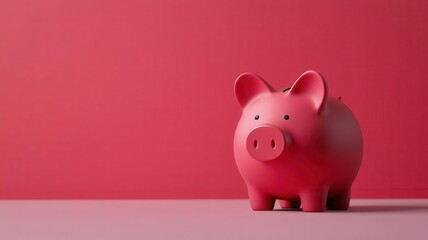 Minimalist piggy bank, single coin, simplicity and savings, 3D illustration