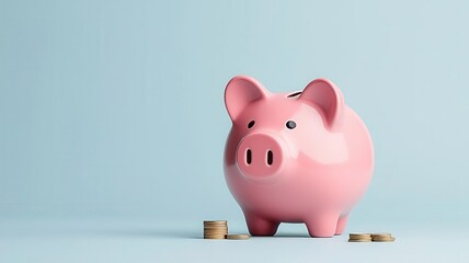 Giant piggy bank with small coins, financial challenge, 3D illustration
