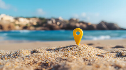 Obraz premium Illustration of a pin icon indicating a prime commercial real estate location, generating returns from investing in real estate, renting and speculating and selling assets