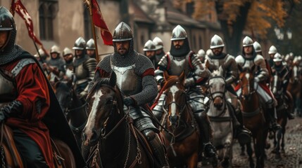 Group of men sitting on horsebacks, riding through open terrain