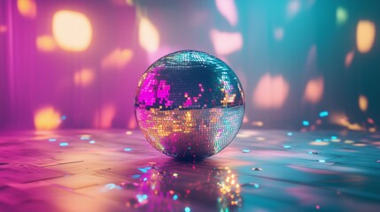 Disco ball on a bright background, party with a disco ball