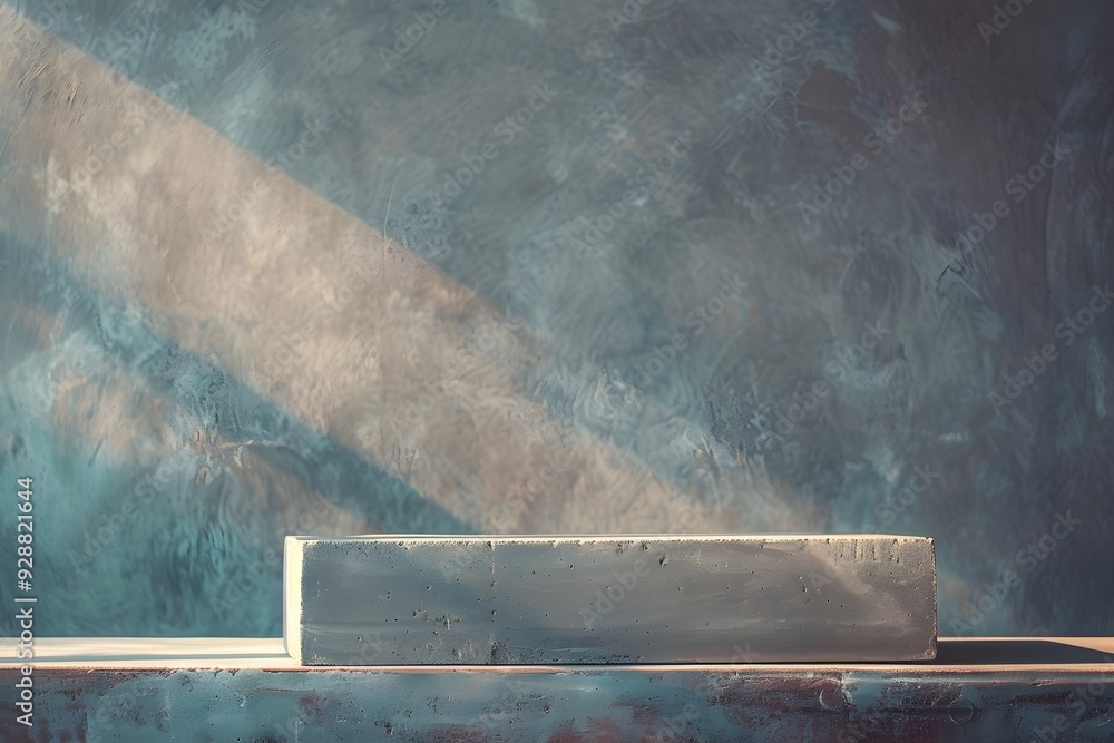 Poster minimalist concrete block on a textured background with soft light