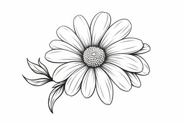 Thick-Line Daisy Tattoo Illustration