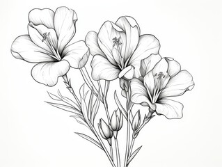 Freesia Line Tattoo on White