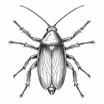 black and white cockroach insect detailed clip art preview