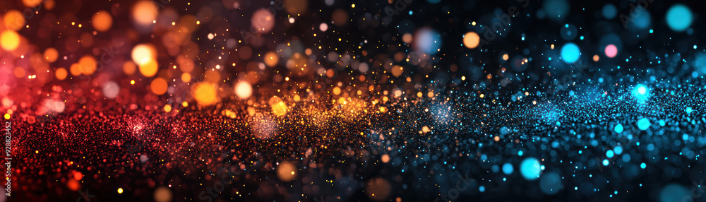 Poster vivid bokeh lights in a mesmerizing blend of warm and cool colors, creating a dreamy and festive atm