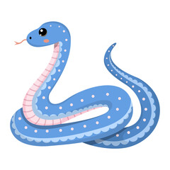 Obraz premium Cute light purple snake. Colorful suffocating reptile. Chinese New Year symbol. Funny snake character isolated on white background. Vector illustration for card, sticker, calendar.