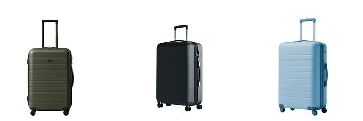 Durable suitcase with smooth hard-shell design displayed on plain white background