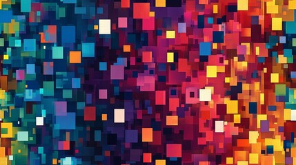 Abstract Colorful Spotted Pixels Pattern - Geometric Mosaic Texture