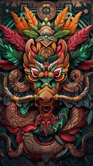Obraz premium Serpent God Illustration: Quetzalcoatl