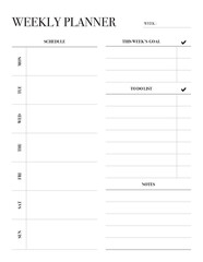 elegant weekly planner printable, simple planner