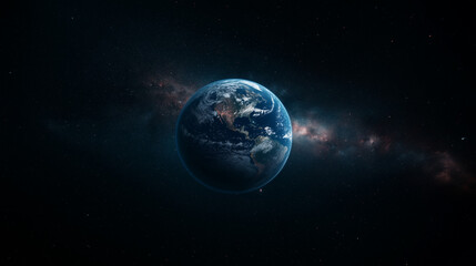 A crystal-clear Earth floating in space, with the colorful auroras of a distant planet in the background, highlighting interstellar exploration and unity,