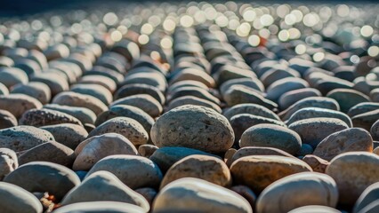 Obraz premium A close up of a pile of rocks with some pebbles, AI