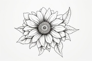 Black Ink Sunflower Tattoo Illustration