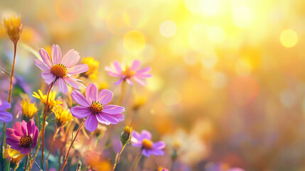 color wildflowers with bokeh background