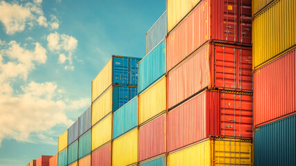 Fototapeta premium container at cargo yard on nature background