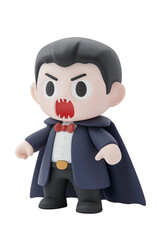 3D Cartoon Vampire Character with Fangs and Cape in Halloween Theme