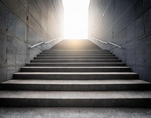 Concrete Stairs Leading Up to a Light Source