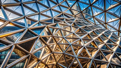 Close-up of modern steel structure showing intricate design and shiny surface , steel, metal, architecture, close-up