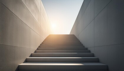Fototapeta premium Minimalist Concrete Stairs with Sunlight