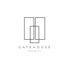 gate house line logo design graphic vector