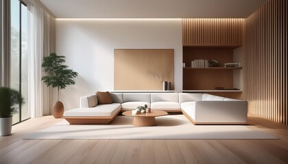 Minimalist Interior Design with Wood and White Accents