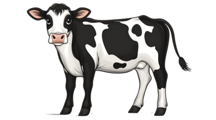 Cow cartoon vector illustration on transparent background