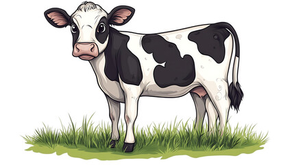 Cow cartoon vector illustration on transparent background
