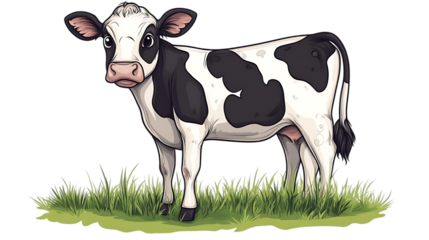 Cow cartoon vector illustration on transparent background