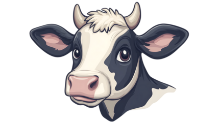 Cow cartoon vector illustration on transparent background