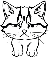 a sad cat  silhouette vector