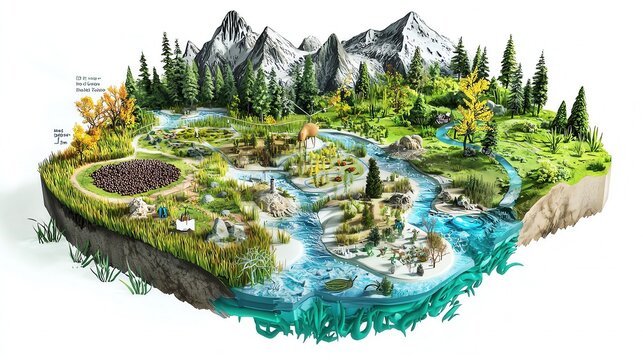 A diagram of the carbon cycle in an ecosystem