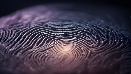 A close up of a fingerprint with a purple background