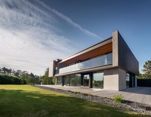 Modern House with Large Windows and Concrete Exterior