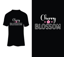  Cherry blossom typography t-shirt design template.