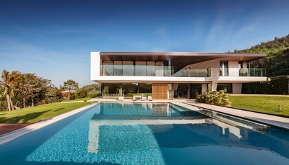 Modern House with Pool and Large Windows