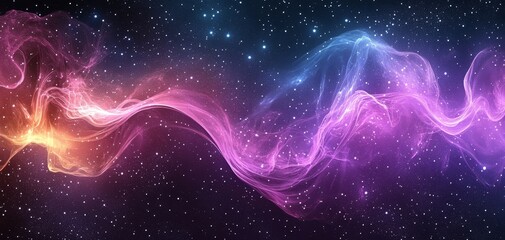 Obraz premium Cosmic Dance Swirling Nebulae Against a Starry Sky Abstract Composition of Glowing Purple and Blue Gas Clouds