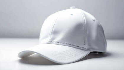 Fototapeta premium white baseball cap on light background, ai