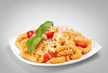 Tasty fresh pasta with sauce and cheese